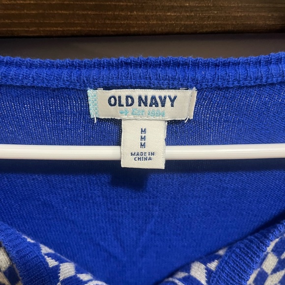 Old Navy Blue Checkered Button Up Cardigan/Sweater Size M - Picture 4 of 7